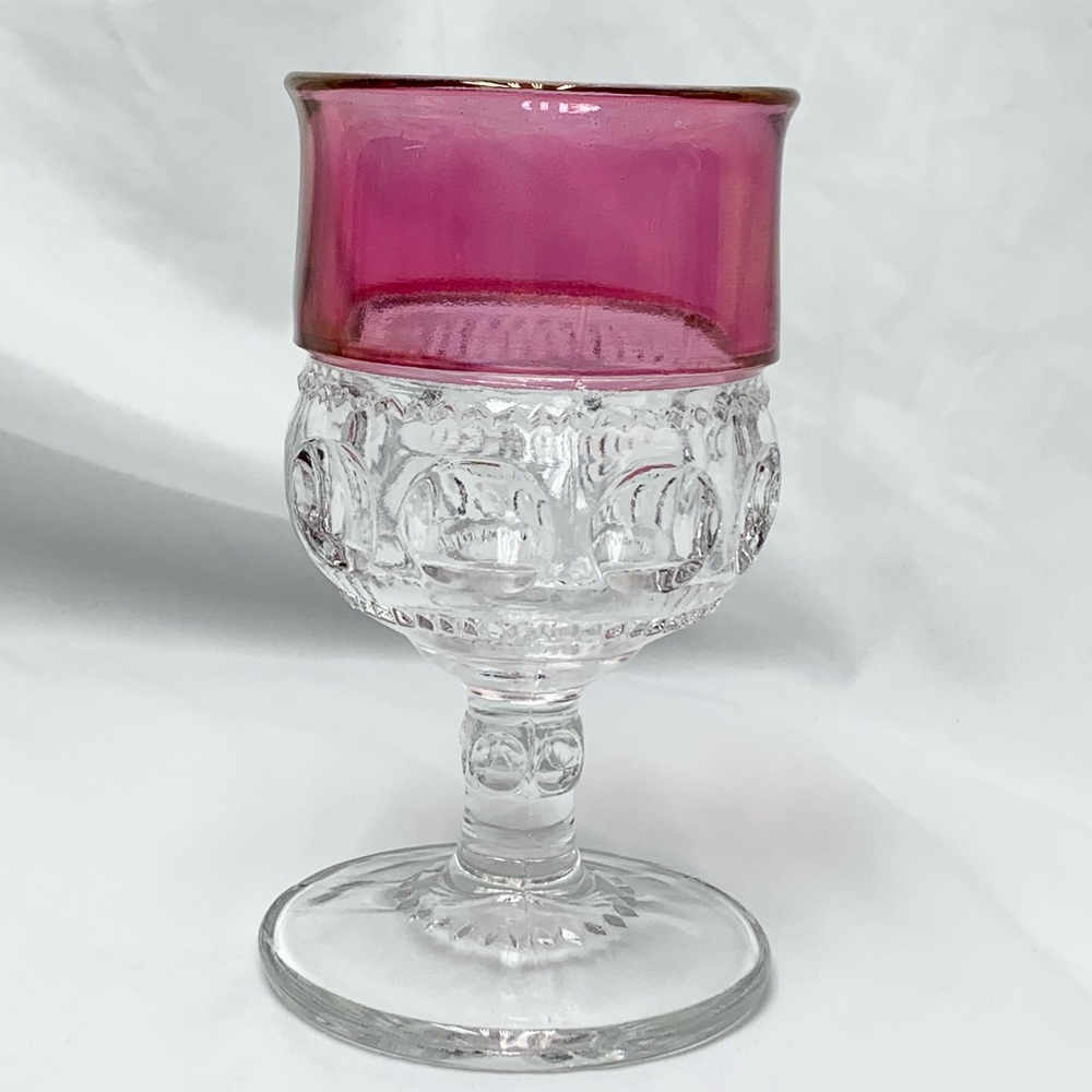 King's Crown-Cranberry Flashed glass cup by TIFFIN-FRANCISCAN.